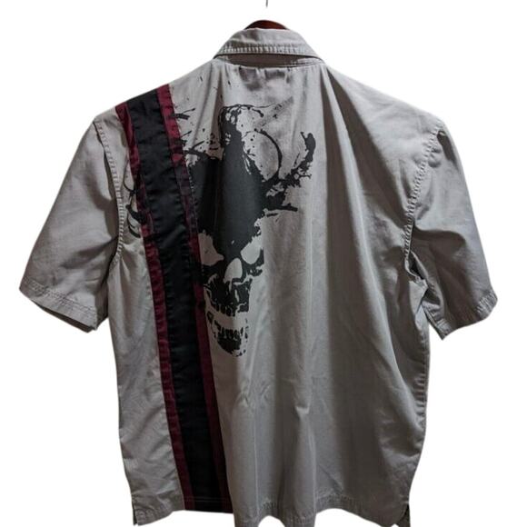 HARLEY-DAVIDSON Men's Mechanic Short Sleeve Button Down Gray Collared Shirt XL - Picture 5 of 15